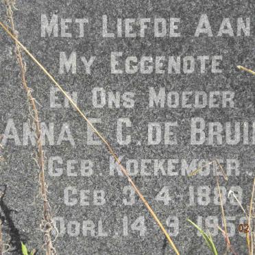 BRUIN Anna E.C., de nee KOEKEMOER 1888-1959