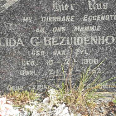 BEZUIDENHOUT Alida G. nee VAN ZYL 1908-1952