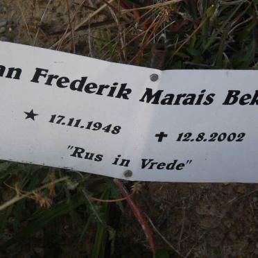 BEKKER Jan Frederik Marais 1948-2002
