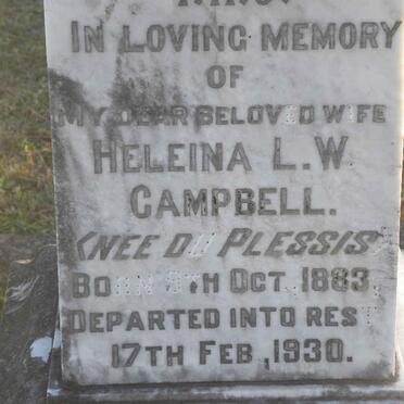 CAMPBELL Heleina L.W. nee DU PLESSIS 1883-1930