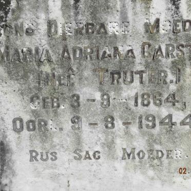 CARSTEN Maria Adriana nee TRUTER 1864-1944