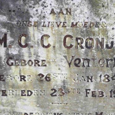 CRONJE M.C.C. nee VENTER 1849-1927
