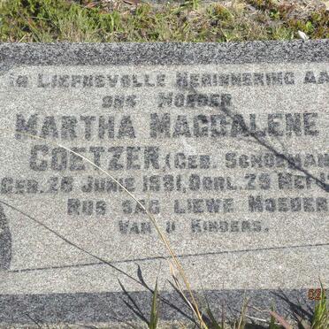 COETZER Martha Magdalene nee SCHOEMAN 1931-1959