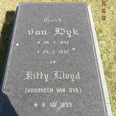 DYK Gert, van 1892-1932 &amp; Kitty LLOYD, previously VAN DYK 1899-1984