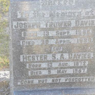 DAVIES Joseph Trower 1866-1938 &amp; Hester S.A. 1872-1957