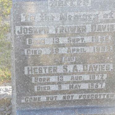 DAVIES Joseph Trower 1866-1938 &amp; Hester S.A. 1872-1957