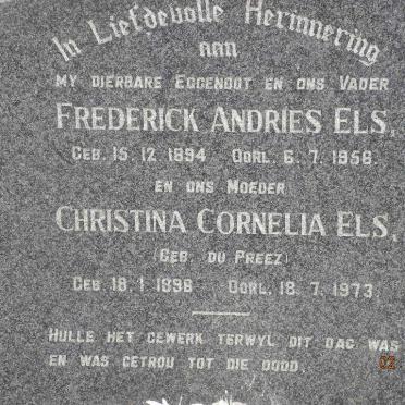 ELS Frederick Andries 1894-1956 &amp; Christina Cornelia DU PREEZ 1896-1973