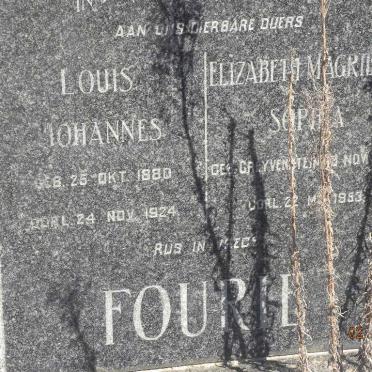 FOURIE Louis Johannes 1880-1924 &amp; Elizabeth Magrietha Sophia GREYVENSTEIN -1953