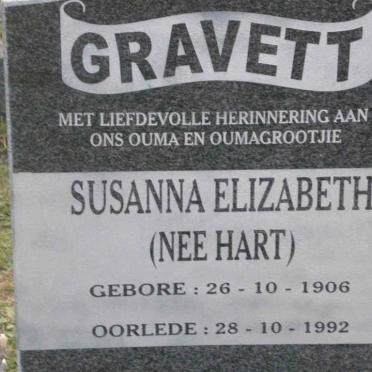GRAVETT Susanna Elizabeth nee HART 1906-1992