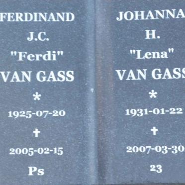 GASS Ferdinand J.C., van 1925-2005 &amp; Johanna H. 1931-2007