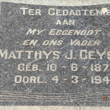 GEYSER Matthys J. 1877-1940