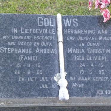 GOUWS Stephanus Andrias 1915-1989 &amp; Maria Christina OLIVIER 1915-1995