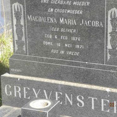GREYVENSTEIN Magdalena Maria Jacoba nee OLIVIER 1876-1971