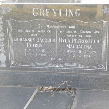 GREYLING Johannes Jacobus Petrus 1913-1986 &amp; Hyla Magdalena Petronella ROODT 1923-1984