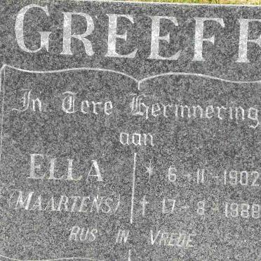 GREEFF Ella nee MAARTENS 1902-1988