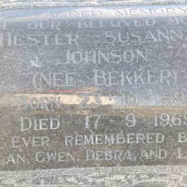 JOHNSON Hester Susanna nee BEKKER 1899-1969