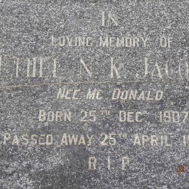 JACOBS Ethel N.K. nee McDONALD 1907-1950