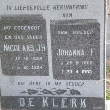 KLERK Nicolaas J.H., de 1898-1984 &amp; Johanna F. 1906-1993