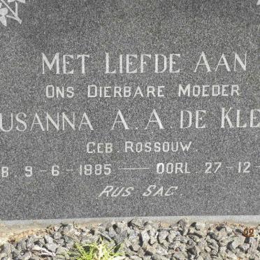 KLERK Susanna A.A., de nee ROSSOUW 1885-1966
