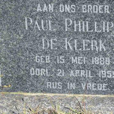 KLERK Paul Phillips., de 1889-1959