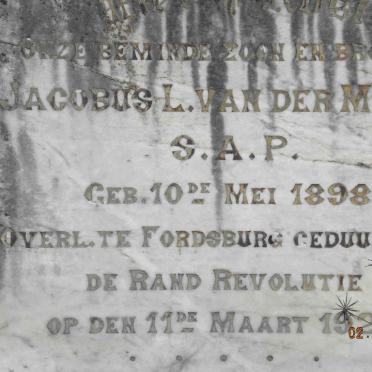 MERWE Jacobus L., van der 1898-1922