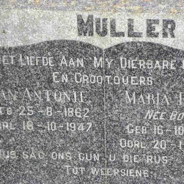 MULLER Jan Antonie 1862-1947 &amp; Maria Elena BOTHA 1866-1947