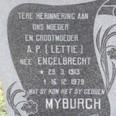 MYBURGH A.P. nee ENGELBRECHT 1913-1979
