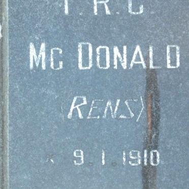McDONALD T.R.C. 1910-1979