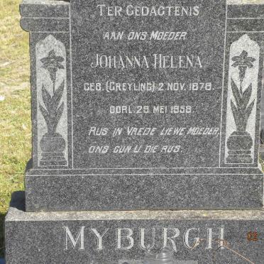 MYBURGH Johanna Helena nee GREYLING 1878-1958