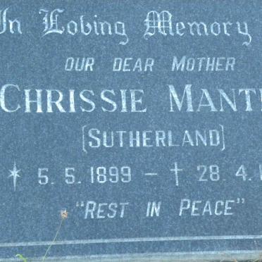 MANTHE Chrissie nee SUTHERLAND 1899-1994