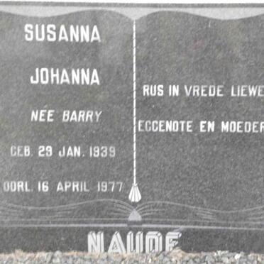 NAUDE Susanna Johanna nee BARRY 1939-1977