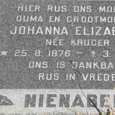 NIENABER Johanna Elizabeth nee KRUGER 1876-1971