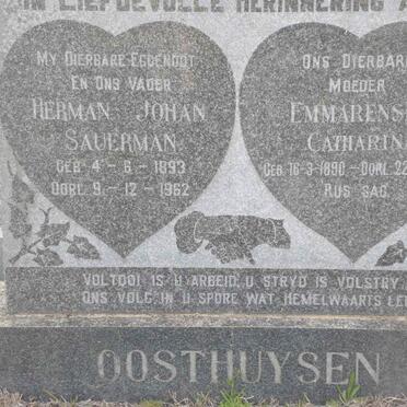 OOSTHUYSEN Herman Johan Sauerman 1893-1962 &amp; Emmarensia Catharina 1890-1975