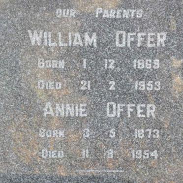OFFER William 1869-1953 &amp; Annie 1873-1954