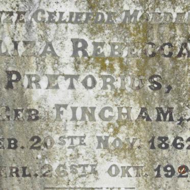 PRETORIUS Eliza Rebecca nee FINCHAM 1862-1926