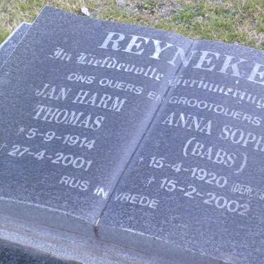 REYNEKE Jan Harm Thomas 1914-2001 &amp; Anna Sophia DERCKSEN 1920-2002