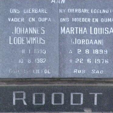 ROODT Johannes Lodewikus 1899-1982 &amp; Martha Louisa JORDAAN 1899-1976