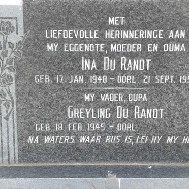 RANDT Greyling, du 1945- &amp; Ina 1948-1995
