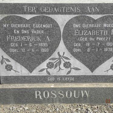 ROSSOUW Frederick A. 1895-1968 &amp; Elizabeth H. DU PREEZ 1900-1979