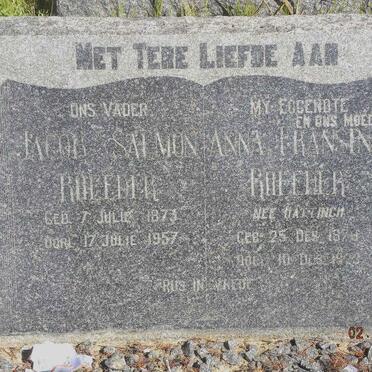 RHEEDER Jacob Salmun 1873-1957 &amp; Anna Fransina HATTINGH 1879-1923