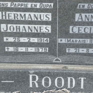 ROODT Hermanus Johannes 1914-1979 &amp; Anna Cecilia MARAIS  -1989