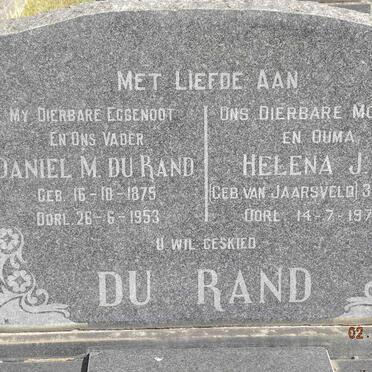 RAND Daniel M., du 1875-1953 &amp; Helena J.D. VAN JAARSVELD 1890-1977