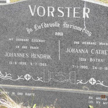 VORSTER Johannes Hendrik 1898-1963 &amp; Johanna Catherina BOTHA 1900-1967