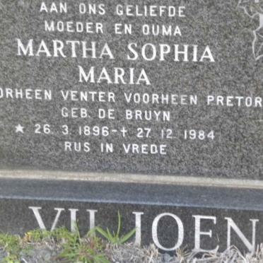 VILJOEN Martha Sophia Maria previously VENTER previously PRETORIUS nee DE BRUYN 1896-1984