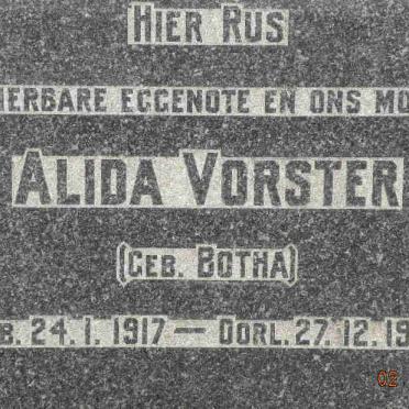 VORSTER Alida nee BOTHA 1917-1946