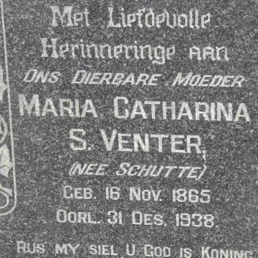 VENTER Maria Catharina S. nee SCHUTTE 1865-1938