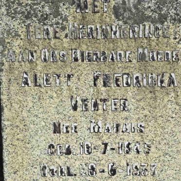 VENTER Alett Fredericka nee MARAIS 1845-1933