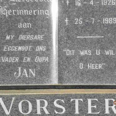 VORSTER Jan 1926-1989