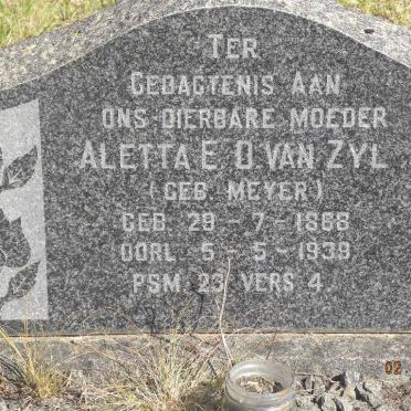ZYL Aletta E.D., van nee MEYER 1868-1939