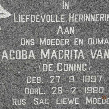 ZYL Jacoba Magrita, van nee DE CONING 1897-1980